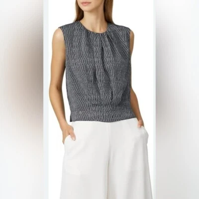 Derek Lam Collective 女式海军蓝白色分层无袖衬衫 6 码 — 第 1/4 张图片