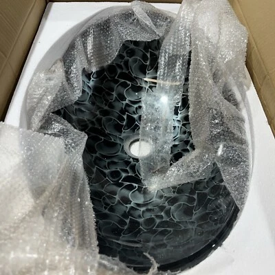 Recipiente de vidrio para baño Novatto NOHP-G012-8031 ORB pintado a mano negro y plateado S Foto 1 de 2