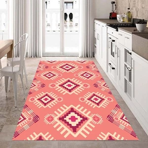 Alfombra de corredor, alfombra de piso boho, alfombra de pasillo de cocina, alfombra de área tribal, alfombra rosa - Imagen 1 de 12