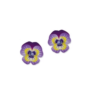 Sienna Sky Purple Pansy Flower Post Small Stud Earrings Handmade Cute Fun Gift - Picture 1 of 5