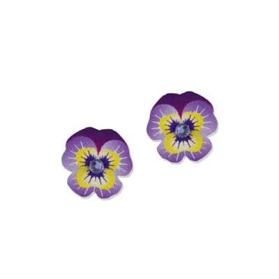 Sienna Sky Purple Pansy Flower Post Small Stud Earrings Handmade Cute Fun Gift - Image 1 of 4