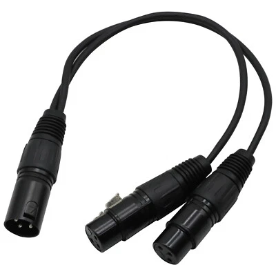 3-Pin XLR Male Plug to Dual 2 Female Jack Y Splitter Mic DJ Cable Adaptor 16 AWG - Image 1 of 4