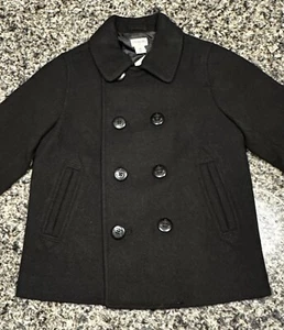 J. CREW Crewcuts Kid’s BLACK Relaxed Wool Blend Peacoat Outdoor Winter Size 4-5 - Picture 1 of 12
