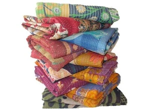 Blanket Indian Cotton Vintage Kantha Quilt Reversible Bedspreads Throw Gudari - Picture 1 of 3
