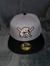 NEW ERA 59 FIFTY PITTSBURGH PIRATES LEATHER LOGO MENS GREY FITTED HAT SZ 7 3/8