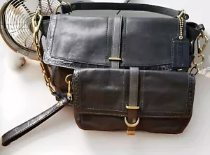 Borsa a tracolla Coach Pinnacle Eva Lake in pelle nera #18663 con polso - Foto 1 di 24