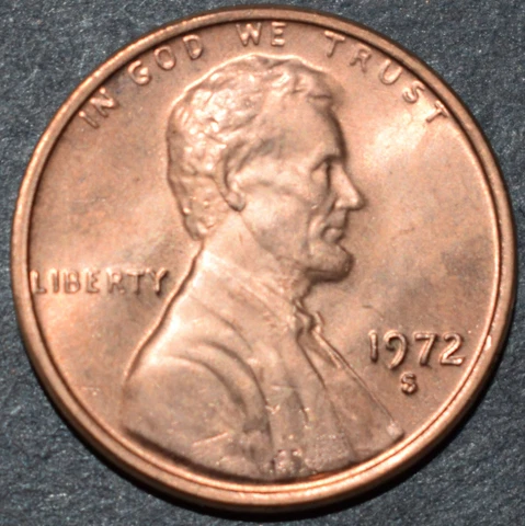 1972 S Lincoln Memorial Penny Brilliant Uncirculated (BU) Cover