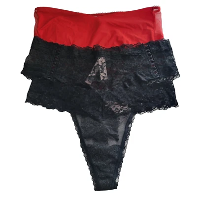 Victoria's Secret Lace Cheeky & Hipster Panties & Thong Lot of 3 Red & Black NWT - Image 1 of 4
