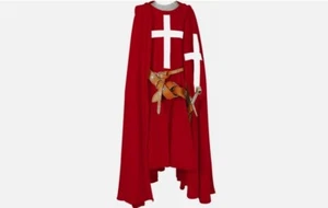 Medieval Crusader Knight Templar Tunic & Hooded Cloak Green Renaissance Costume - Picture 1 of 6