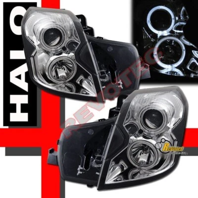 2003-2007 Cadillac CTS faróis projetores halo duplo olhos de anjo 1 par 04 05 06 - Imagem 1 de 4