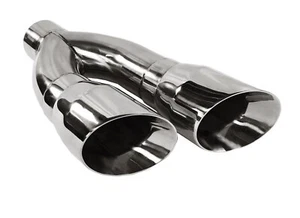 3" Universal Exhaust Tip Dual 4" Outlet 16.00" long Dual Wall Polish Stainless - Picture 1 of 4