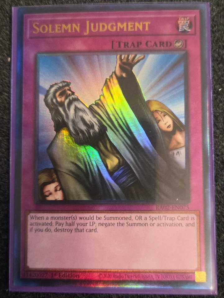 Solemn Judgment - RA02-EN075 - Prismatic Ultimate Rare - 1st Edition x1 Near Min - Image 1 of 1