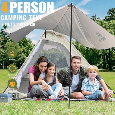 Juego de 2 lona para tienda de campaña para 4 personas tienda emergente con 2 puertas, con toldo, impermeable Foto 1 de 4