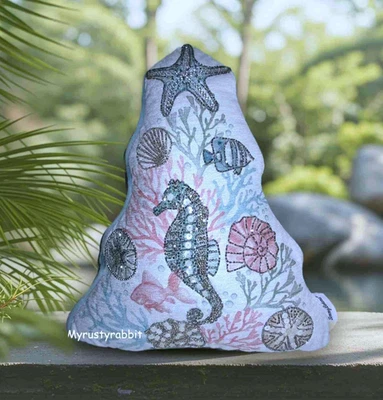 Tommy Bahama Costero Árbol de Navidad Almohada - Acentos con Cuentas 14"x16" NUEVO Foto 1 de 4