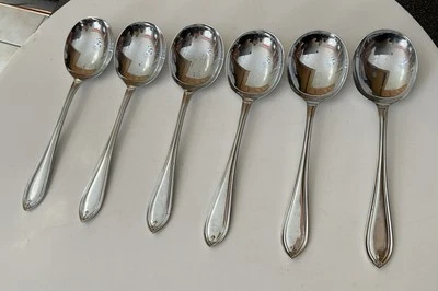 Cucharas de sopa vintage 6 X Cromo Cromo Plato Deco Flor D Lys 17,5 cm cubiertos Foto 1 de 4