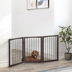 Folding Pet Gate Dog Fence Child Safety Indoor Durable Free Standing Pine Wood