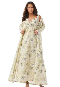Only Necessities Plus Size Long 2-Piece Cabbage-Rose Peignoir Set - Picture 1 of 15