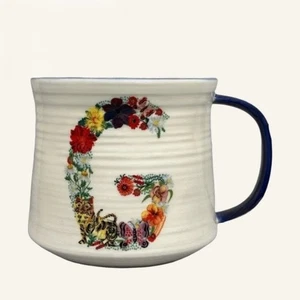 Anthropologie Nathalie Lete Bouquet Monogram Mug Letter G stocking filler Xmas - Picture 1 of 3