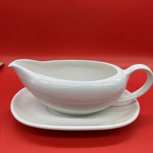 SIGNATURE JAPAN Sauciere Schale mit Unterteller weiß Steinzeug - Bild 1 von 8
