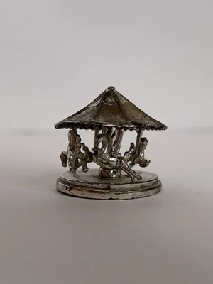 Soprammobile Giostra dei cavalli in argento pieno 800 bomboniera regalo bambini - Immagine 1 di 4