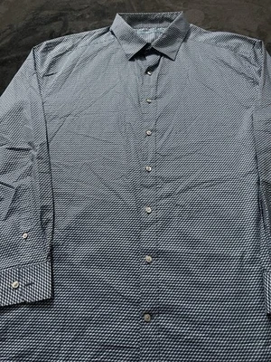 Mens Perry Ellis Long Sleeve Button Up Shirt Black And Blue Pattern 3xlt - Image 1 of 4