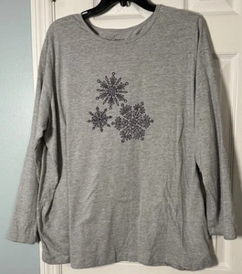 Camiseta gris manga larga Dreams Co. con diseño de copo de nieve, talla 22/24 1X - Imagen 1 de 7