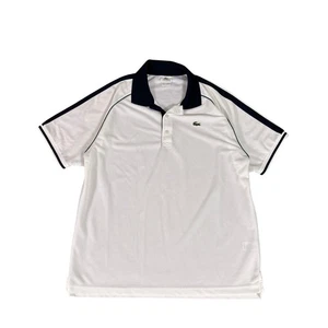 Vintage Lacoste Sport White Navy Trim Short Sleeve Polo Shirt Men's Size 6 - Picture 1 of 6