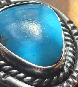 Ciondolo vintage Navajo fatto a mano argento sterling turchese polvere blu cabochon - Foto 1 di 12