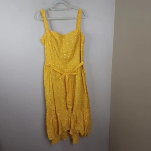 Vestido midi Jessica London amarillo a lunares con cinturón talla 20W - Imagen 1 de 12