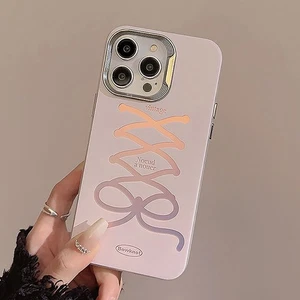 Phone Case For iPhone15 14 13 12 Pro Max Cover Pink Tie Knot And Cross Pink Rope - Picture 1 of 9