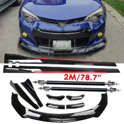 For Toyota Corolla Front Bumper Lip Splitter Glossy Black Red Body Kit Side Foto 1 de 4
