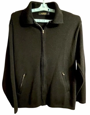 Bachrach men's L black Full zip-up cardigan sweater Zip Pockets Stretch Canada - Image 1 of 4