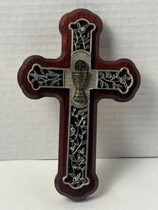 ✝️Vintage Wood & Pewter Crucifix Cross 6.5 Inches Ready To Hang 1 Day Ship!👍 - Picture 1 of 3