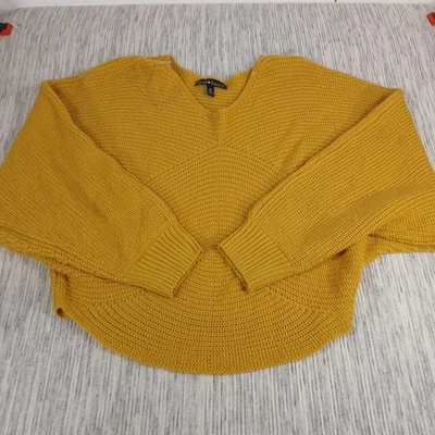 Suéter Derek Heart Para Mujer Mediano Top Corto Manga Larga Crochet Amarillo Mostaza Foto 1 de 4
