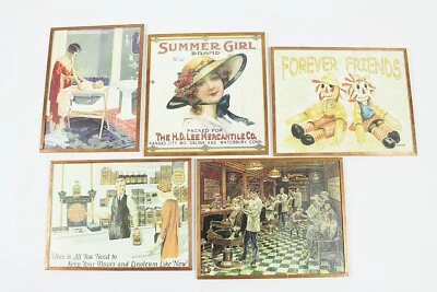 5 marcos de fotos vintage de cobre con ilustraciones publicitarias de los años 1910/20+ Foto 1 de 4