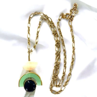 Collar de cadena de oro colgante geométrico rosa/azul/verde J Crew MOD Foto 1 de 2