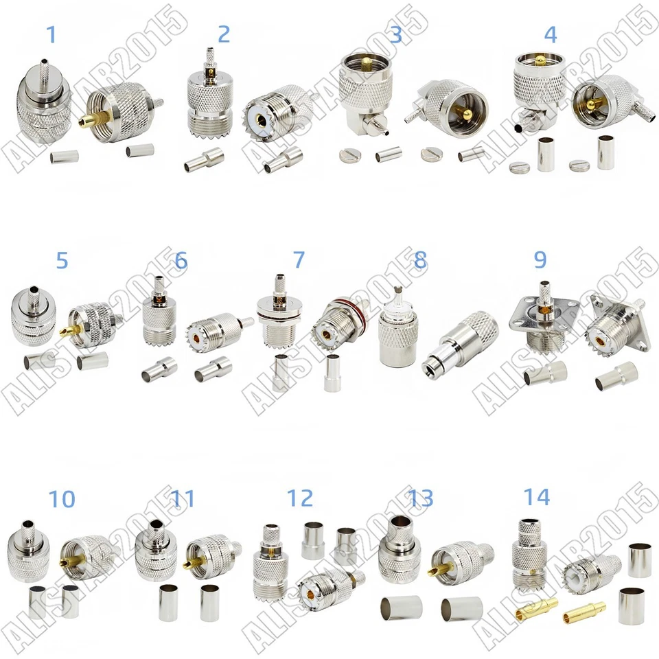 1x UHF PL259 SO239 Male Female Connector RG316 RG174 RG58 LMR240 RG5 RG8 LMR400 - Image 1 of 1