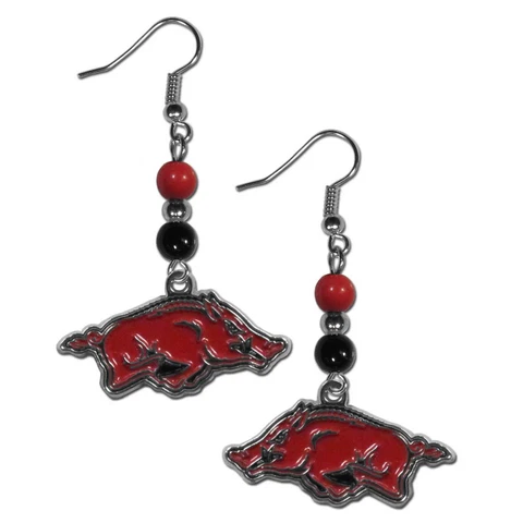 Arkansas Razorbacks Dangle Earrings (Fan Bead) NCAA Licensed Jewelry Cover