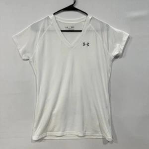 Under Armour Women’s S White HeatGear V-Neck Athletic Tee Semi-Fitted - Picture 1 of 5