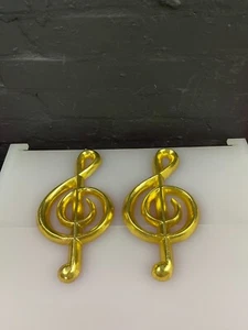 2 POSH GRAFFITI Decorative Gold Wooden Treble Clef Note Music Measures 11.5 Inch - Picture 1 of 5