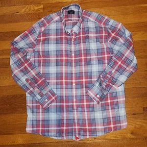 UNTUCKit rosso blu plaid flanella bottoni 2XL manica lunga casual uomo comodo - Foto 1 di 7