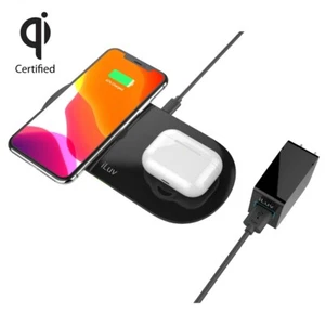 iLuv MYPWR200ULBK Qi Certified 2-in-1 Fast Wireless Charging Pad - Picture 1 of 7