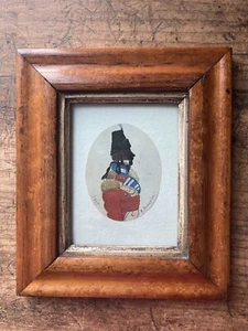 RARE! DATED 1807 Antique Signed water color silhouette Portrait Officer Uniform - Picture 1 of 8