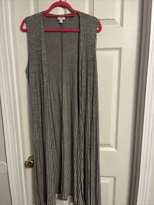 LulaRoe JOY | Colete Fino | Cinza | Longline | Sem Mangas | Tamanho M - Imagem 1 de 4