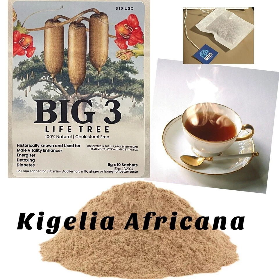 BIG 3 made of Kigelia Africana 100% Natural - Male Enlargement 18 Tea bags - Image 1 of 4