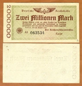 Alemania, 2.000.000 marcos, 1923, P-S1012, ferrocarril Germain, aUNC - Imagen 1 de 1