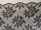 58" Wide Black Sheer Sequined Floral Mesh Tulle Lace Fabric 1354