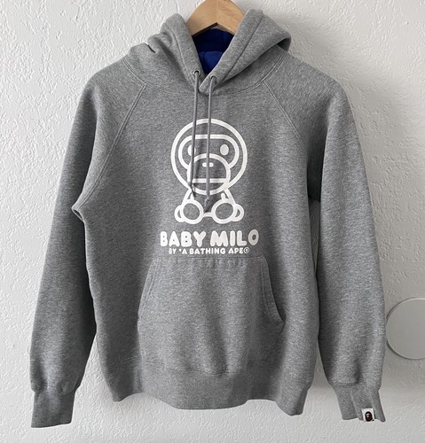 A BATHING APE (BAPE) Felpa con cappuccio Bape Baby Milo OG vintage grigio blu regolabile pullstring Nigo