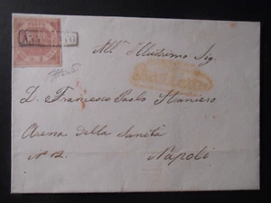 ITALIA ITALY 1858 NAPOLI STEMMA 2 Sicilie 2gr. rosa I° T Barletta  SS. 5 - Picture 1 of 3