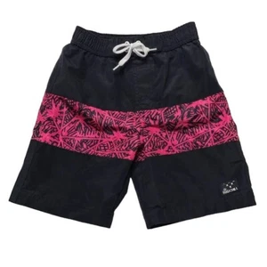 Big Chill Swim Trunks Shorts Boys Size 5 Lined Drawstring Black Palm Tree Patter - Picture 1 of 12